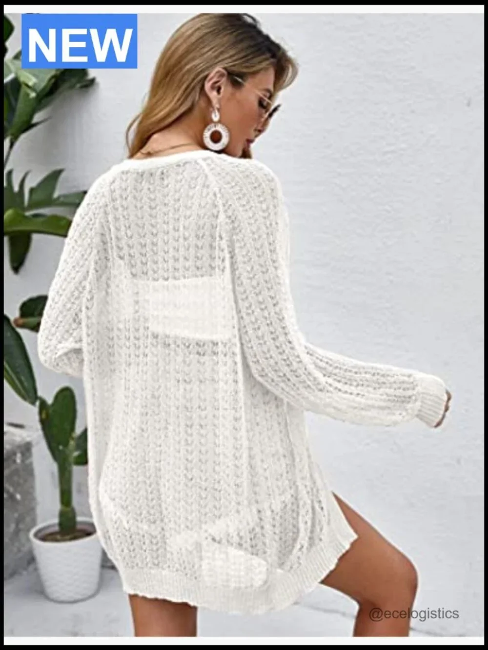 Crochet Lightweight Cardigan Cover Up Open Front Long Sleeve Summer Sweater